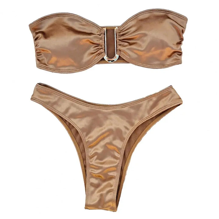Women Bikini Set Off Shoulder Satin Bikini Set