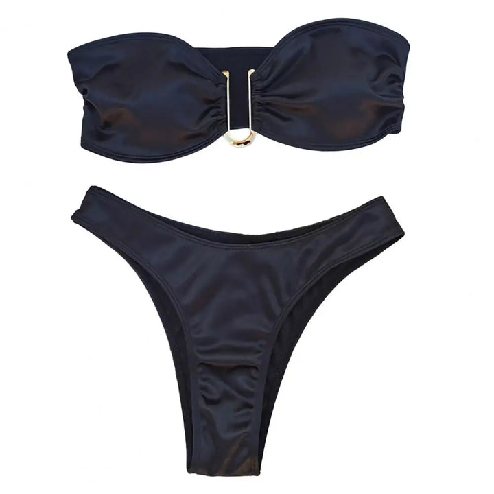 Women Bikini Set Off Shoulder Satin Bikini Set