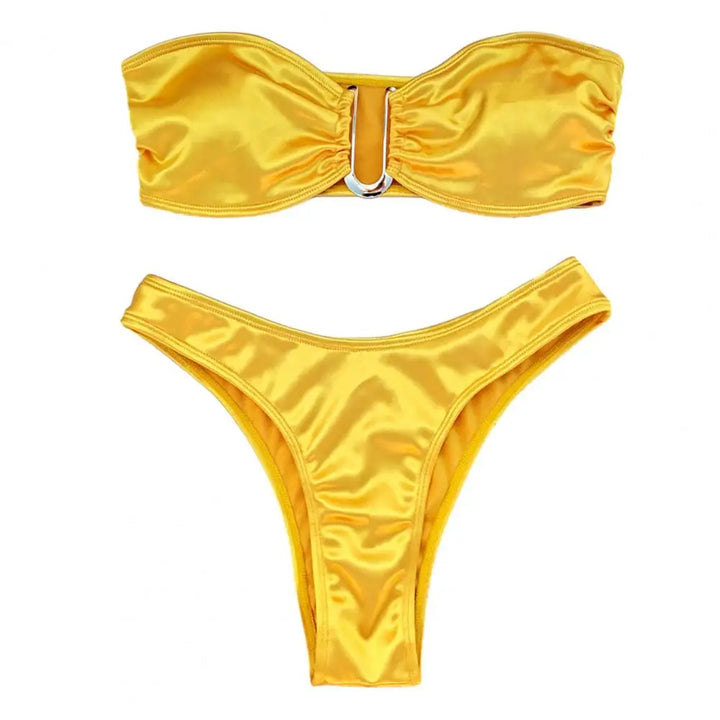 Women Bikini Set Off Shoulder Satin Bikini Set