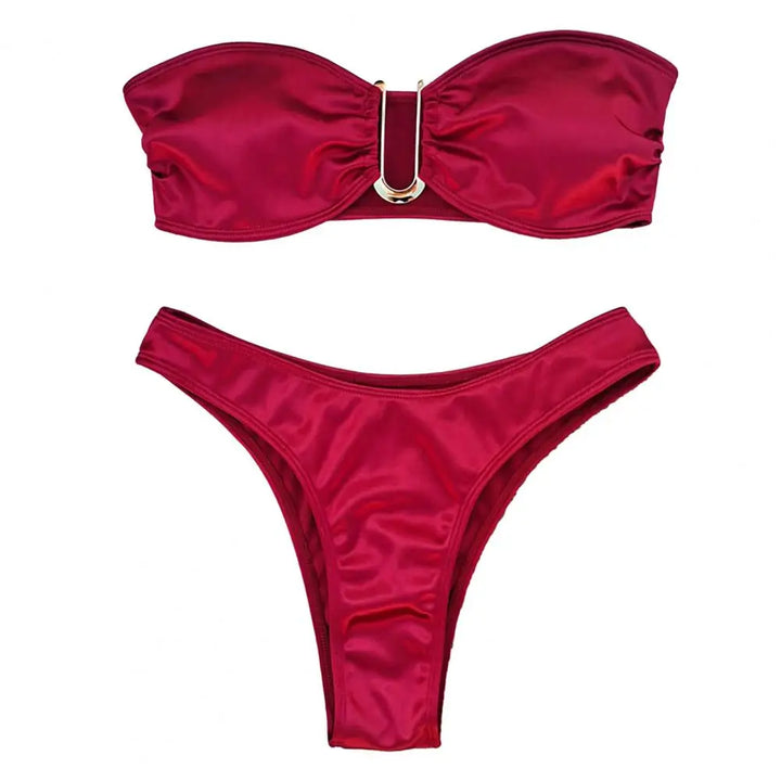 Women Bikini Set Off Shoulder Satin Bikini Set