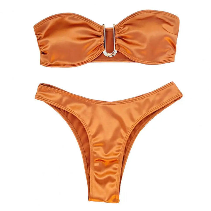 Women Bikini Set Off Shoulder Satin Bikini Set